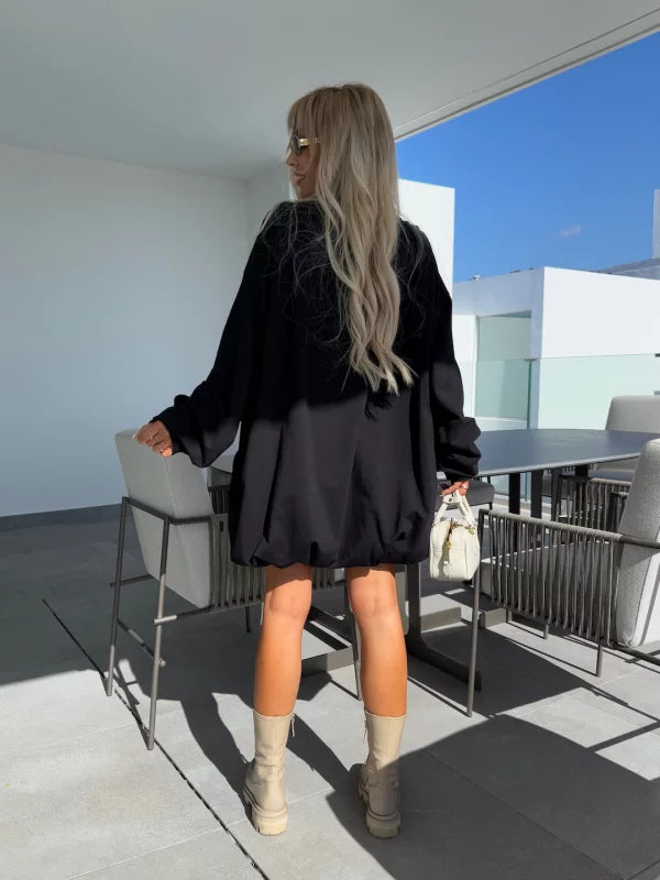 Glow Oversized Mini Dress - Μαύρο