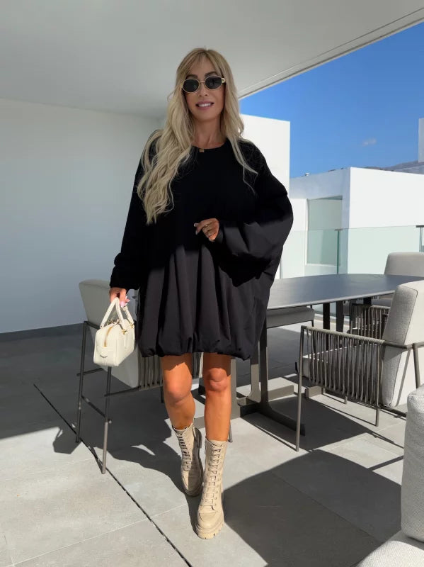 Glow Oversized Mini Dress - Μαύρο