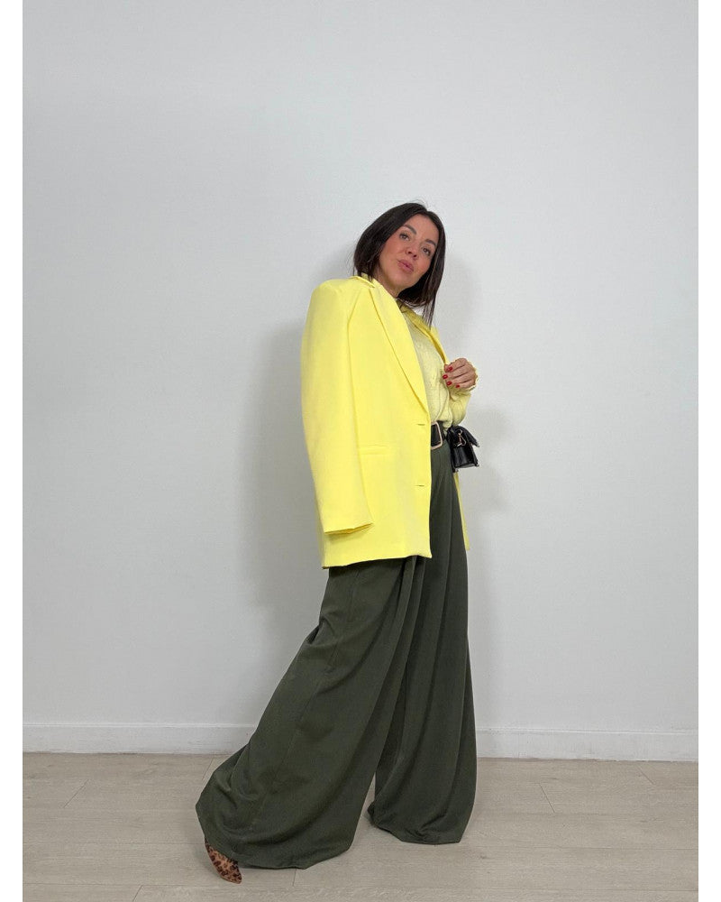 Elegance Flow Pleated Wide-Leg Pants - Khaki