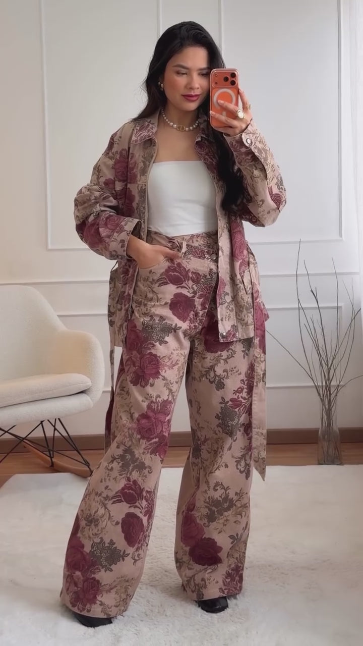 Denim floral LUMINA jacket - Μπεζ