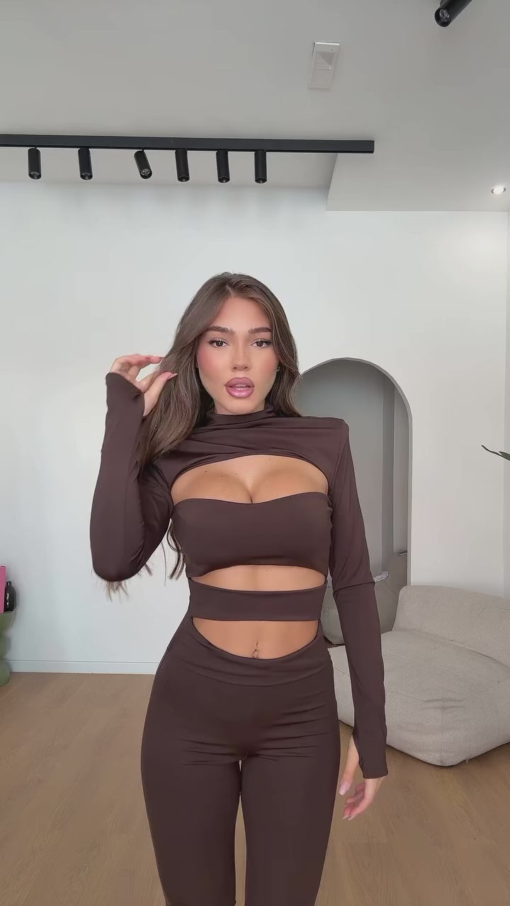 Ολόσωμη φόρμα με ανοίγματα - Μπορντό