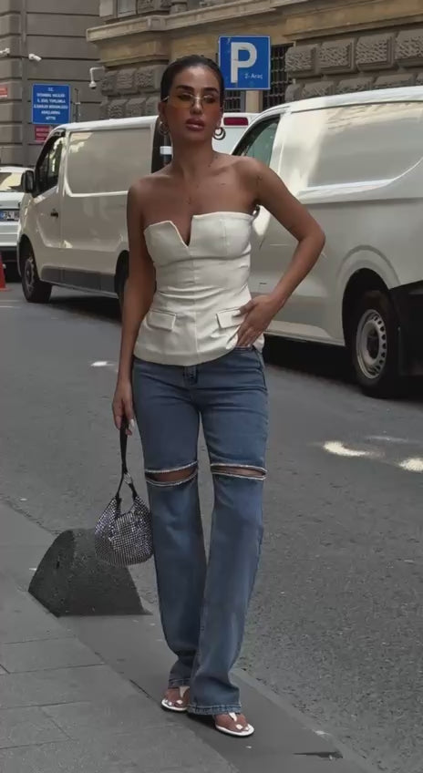 Cut-Out Strass Denim