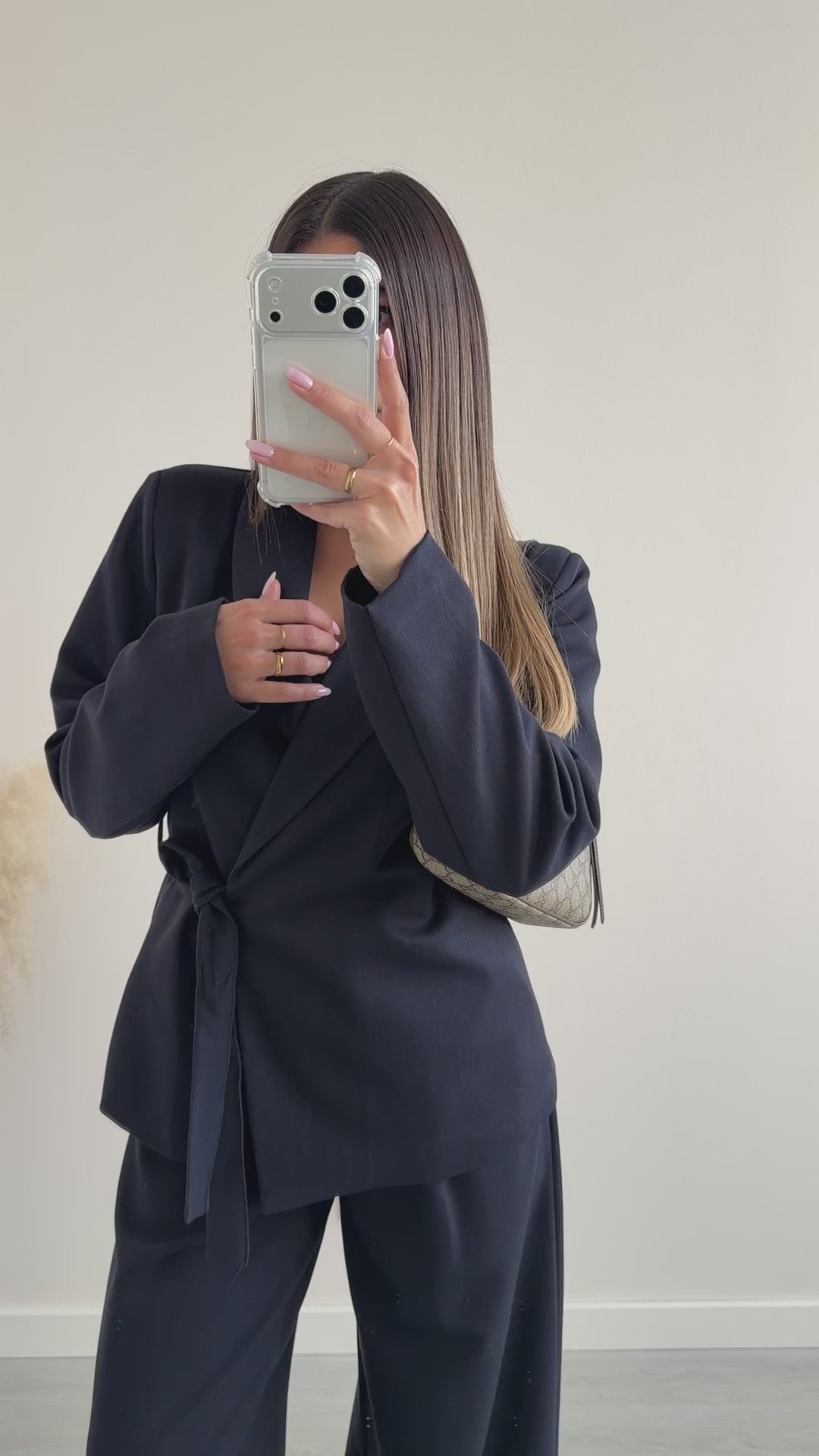 Σετ κοστούμι με δετό σακάκι - Μπλε