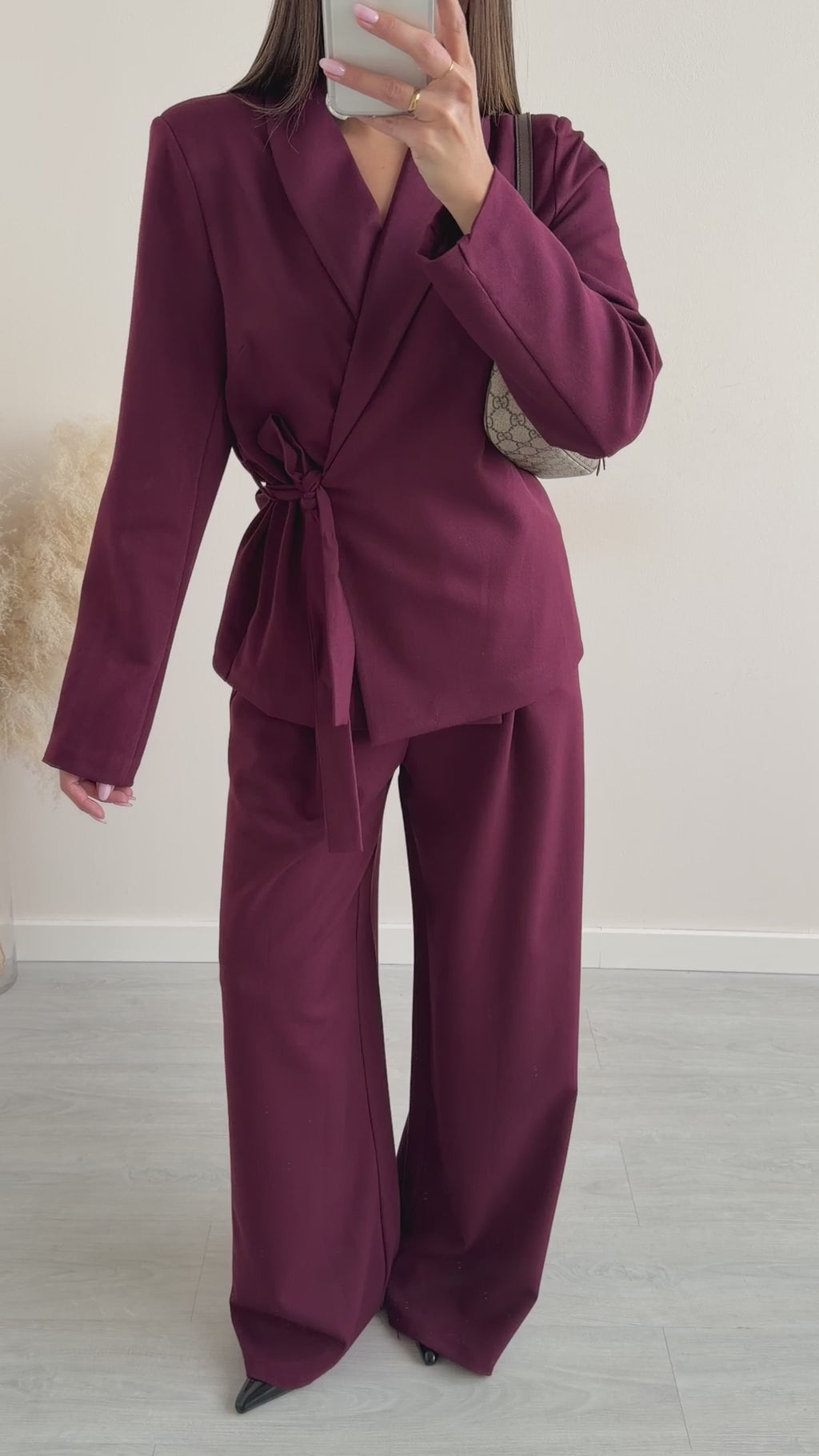 Σετ κοστούμι με δετό σακάκι - Μπορντό