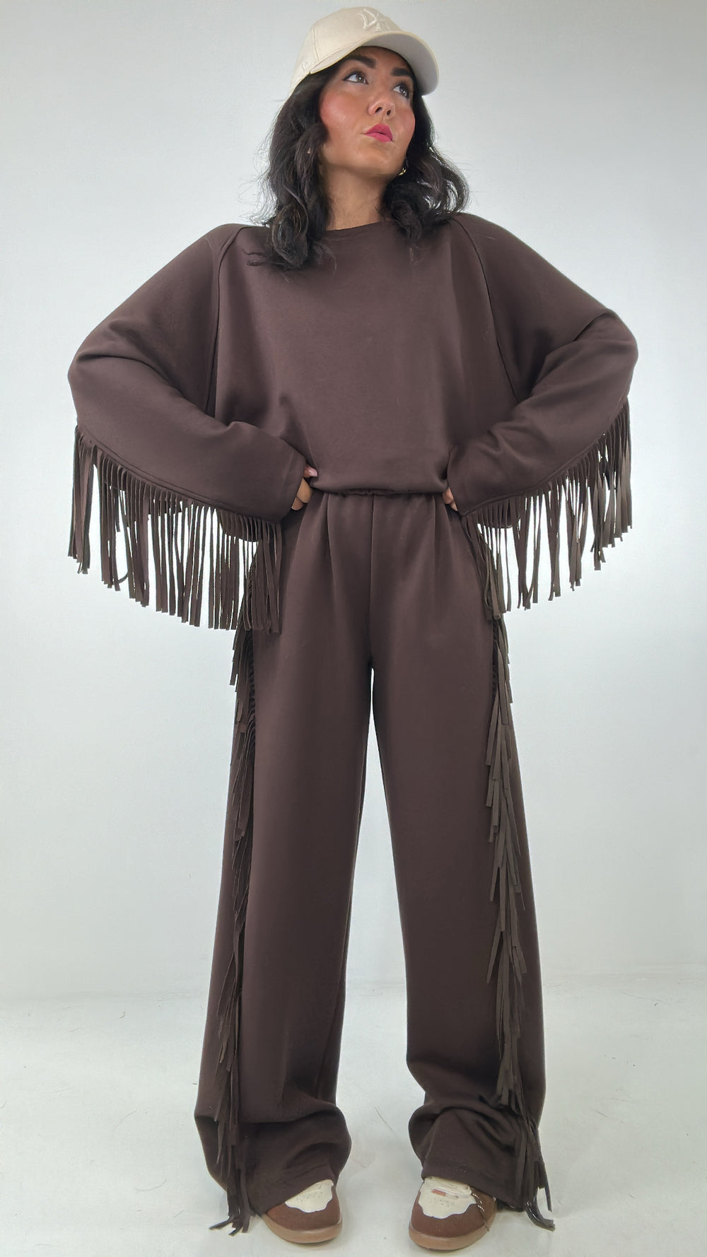 Σετ βουτυρένια φόρμα με διακοσμητικά κρόσσια - Σοκολατί