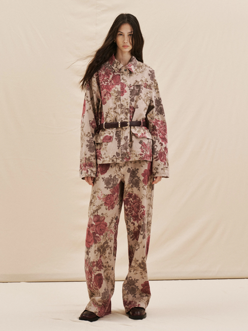 Denim floral LUMINA jean - Μπεζ