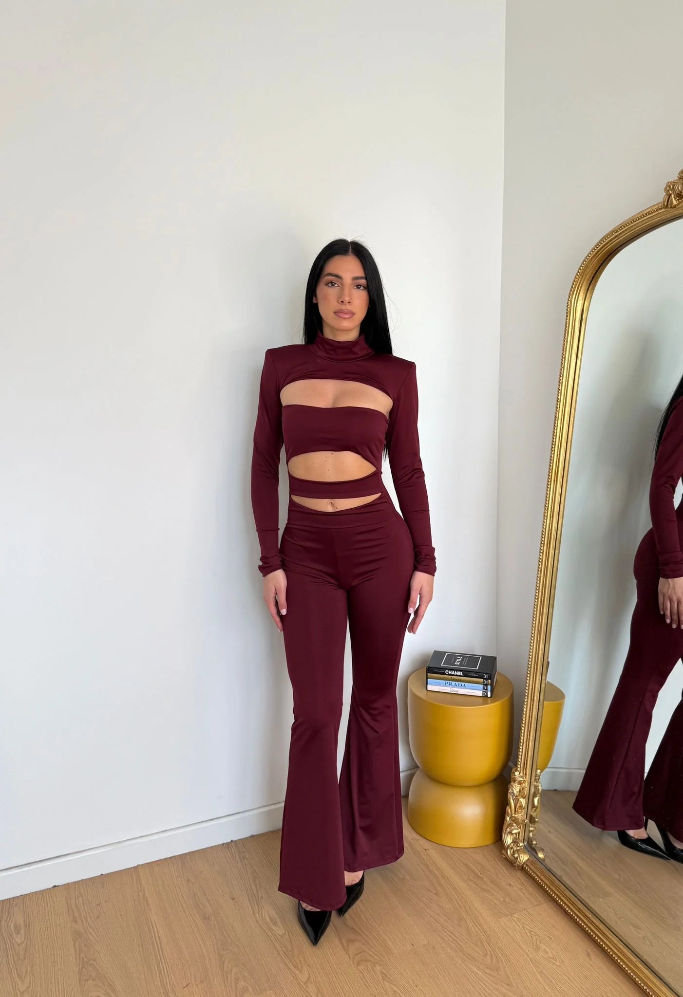 Ολόσωμη φόρμα με ανοίγματα - Μπορντό