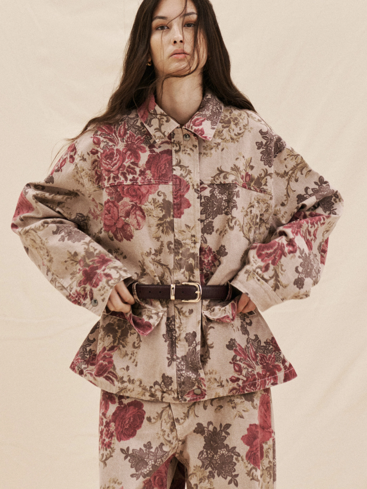 Denim floral LUMINA jacket - Μπεζ