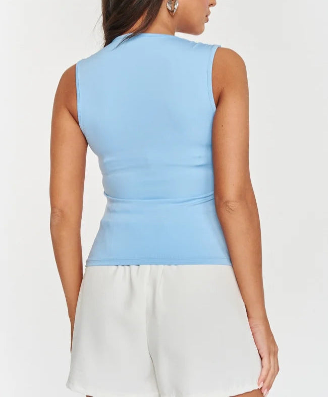 Square Neck Essential Top - Γαλάζιο